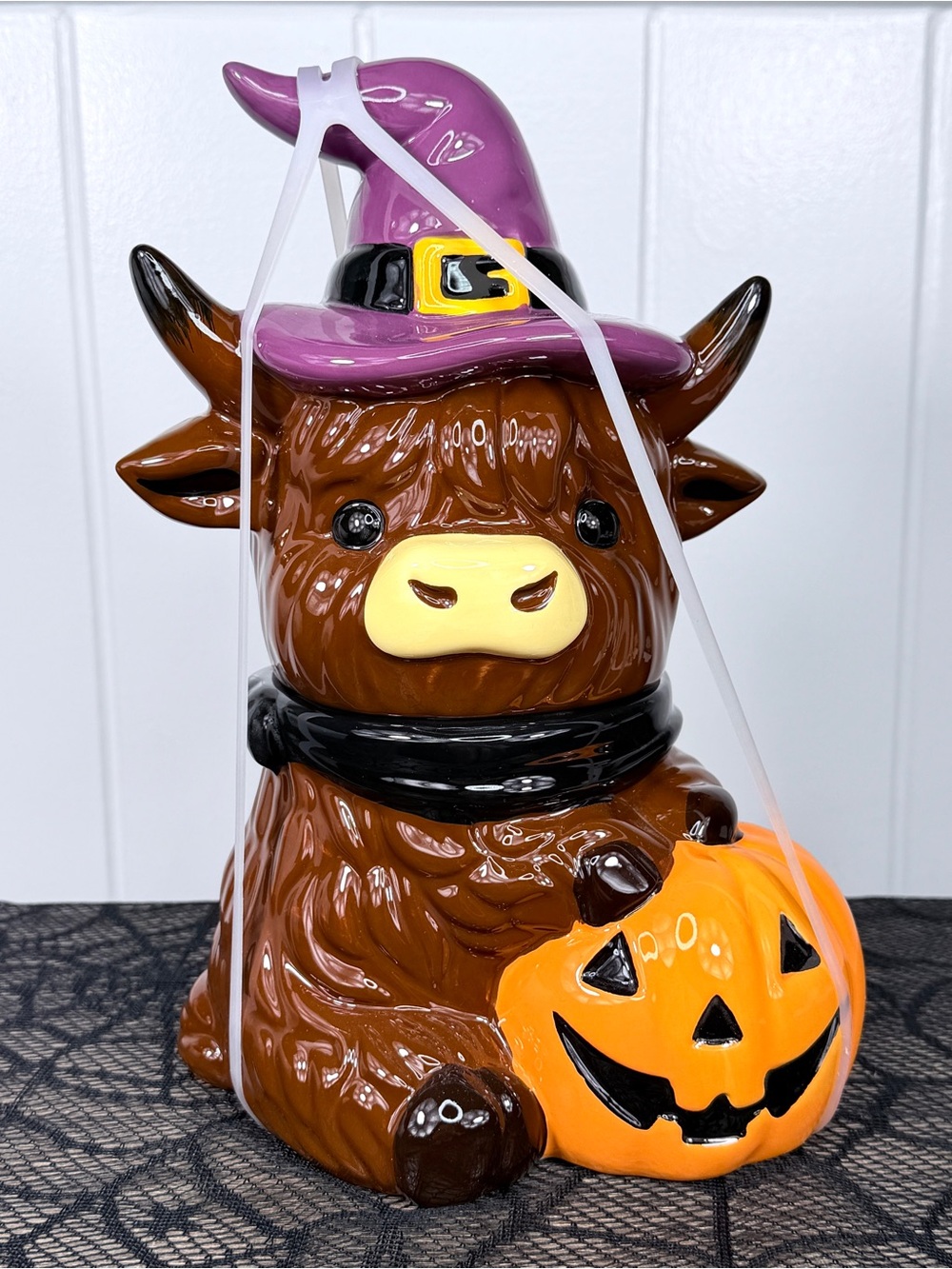 NEW Highland Cow Witch Halloween Cookie Jar